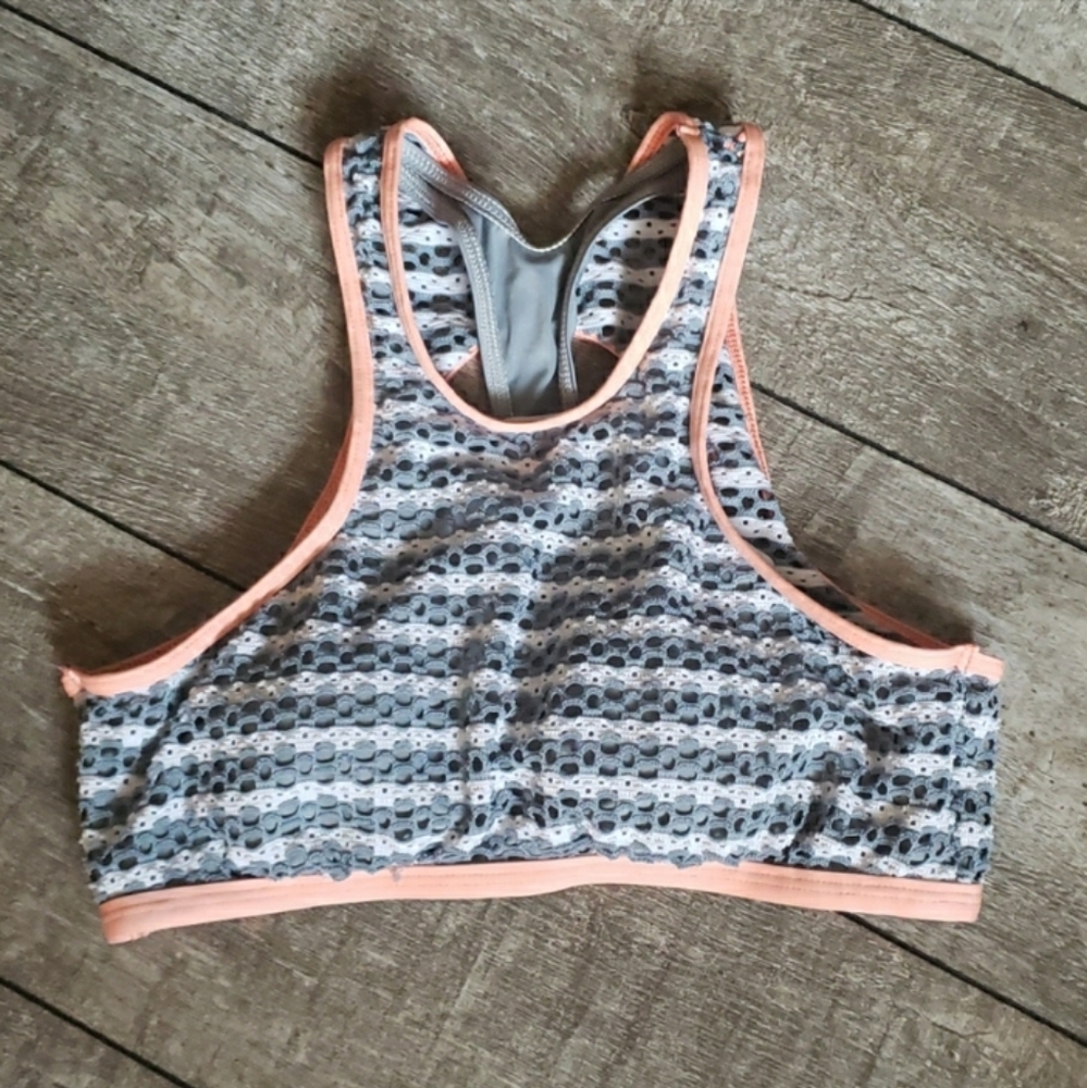 Splendid Grey & Peach Sports Crop Top 538
